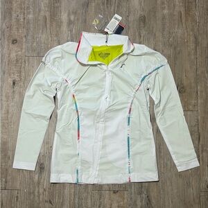 SwingDish Women's White Asymmetrical Golf Jacket, Size Small